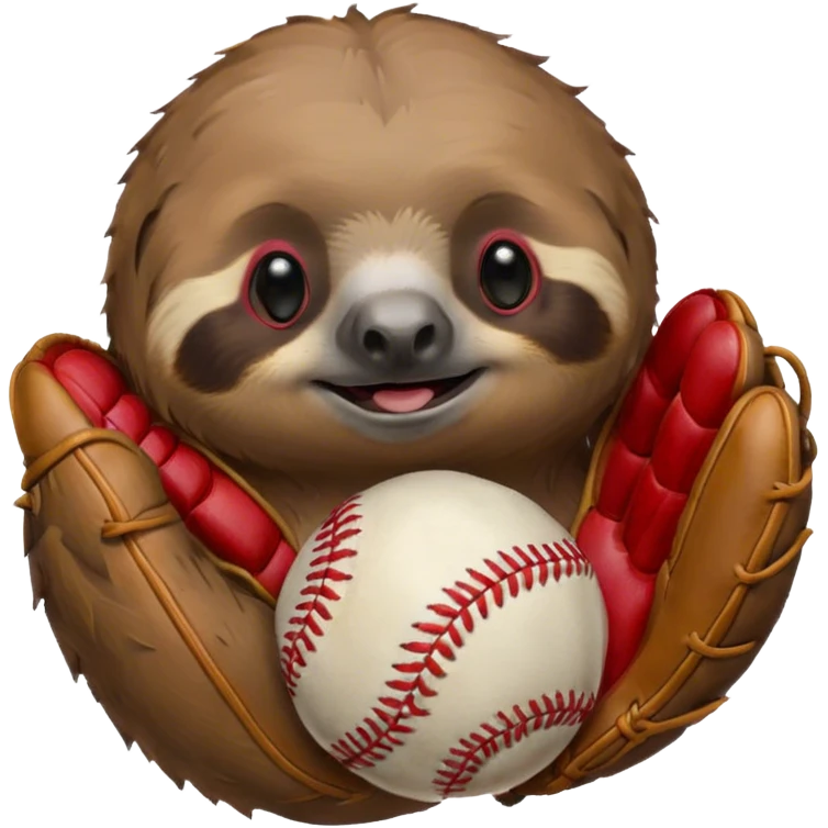 Sloth holding a Baseball in a tie dye baseball glove emoji