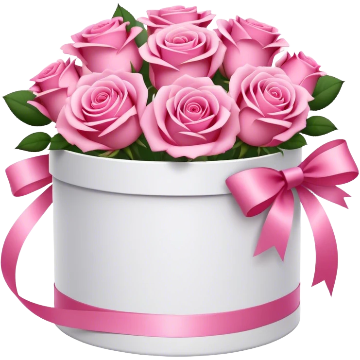 bouquet of pink 15 roses in a round white box  emoji