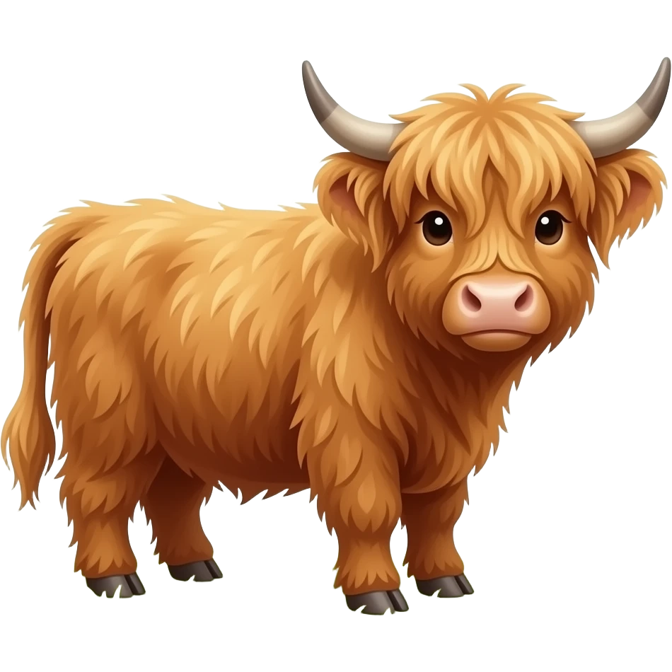 Cute fluffy highland cow realistic emoji