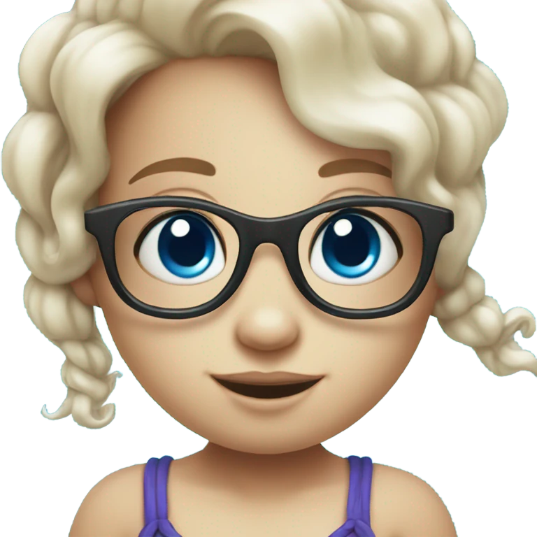 little cute mermaid with blue eyes and spectacles emoji