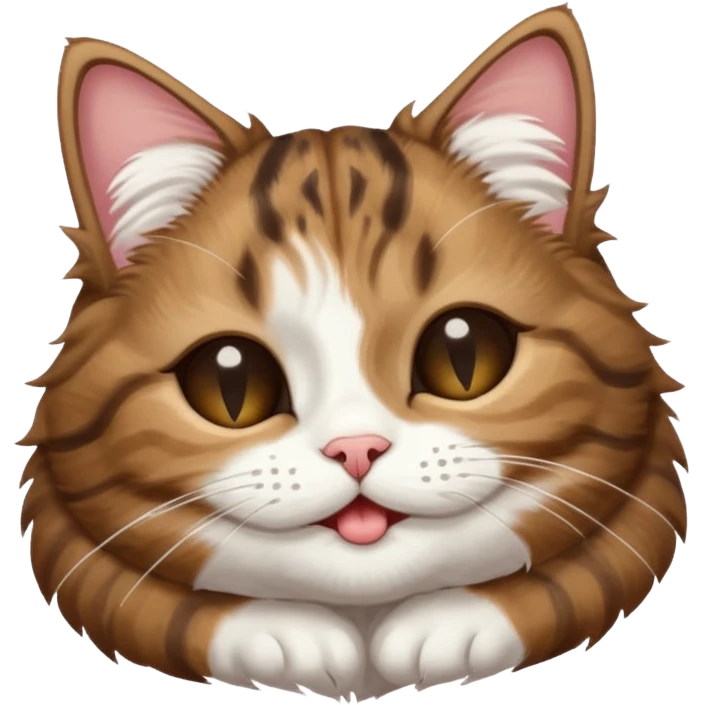 dark brown tabby and white cat in funny positions upside down with eyes closed emoji