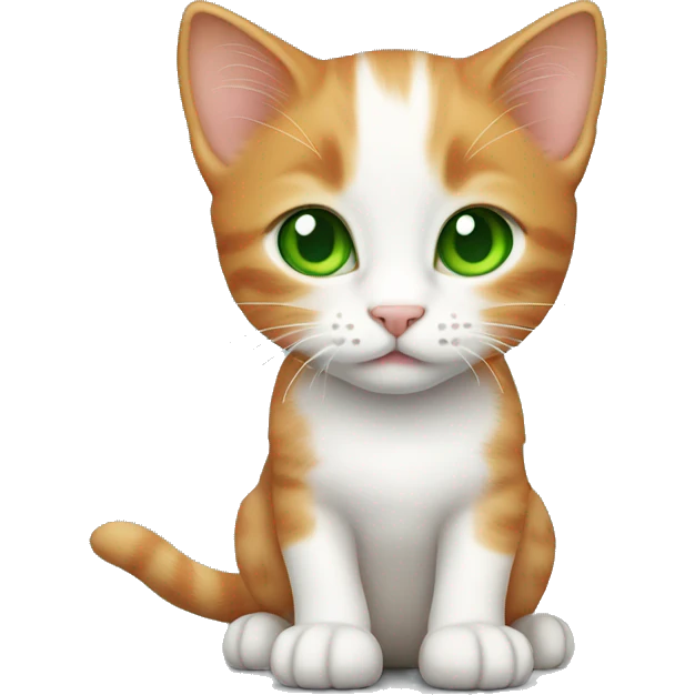 Ginger kitten with green eyes and white face emoji