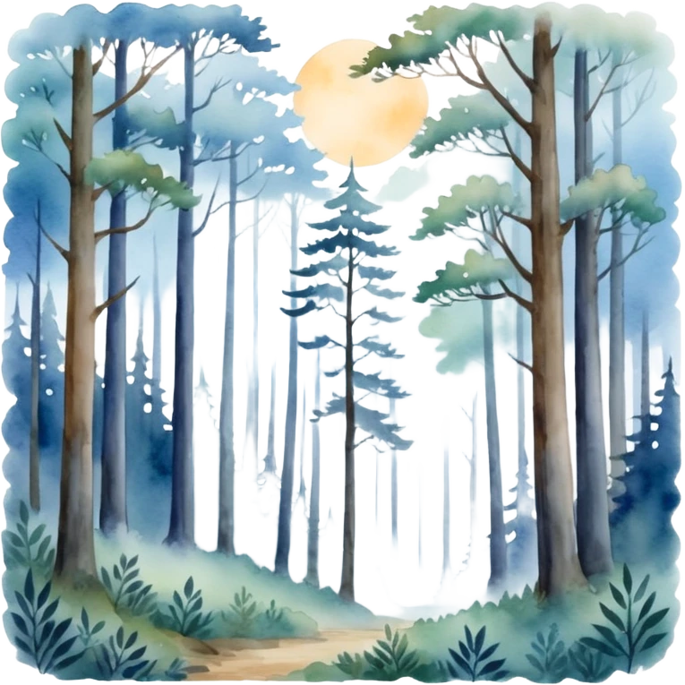 watercolor misty forest emoji