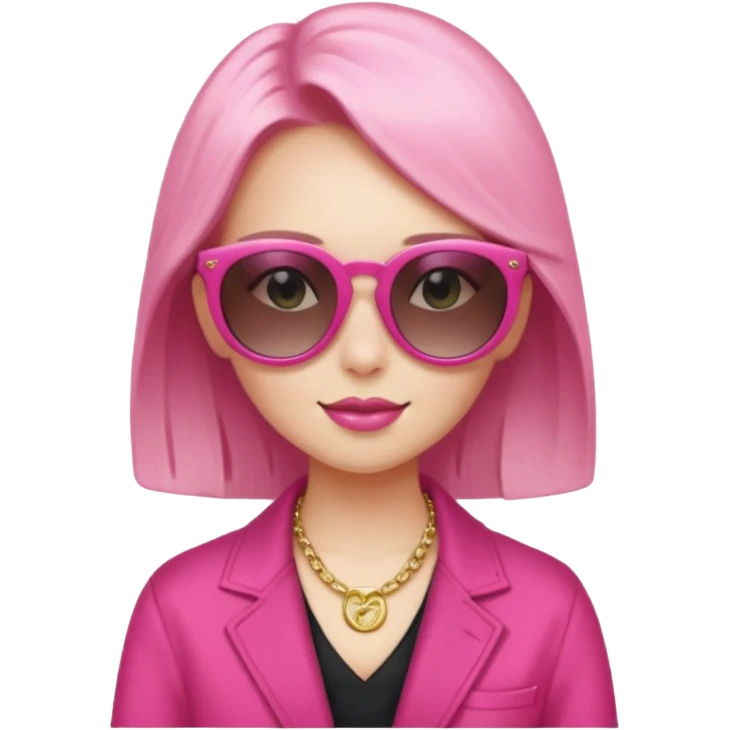 pink girl with wealth with sunglass on top emoji