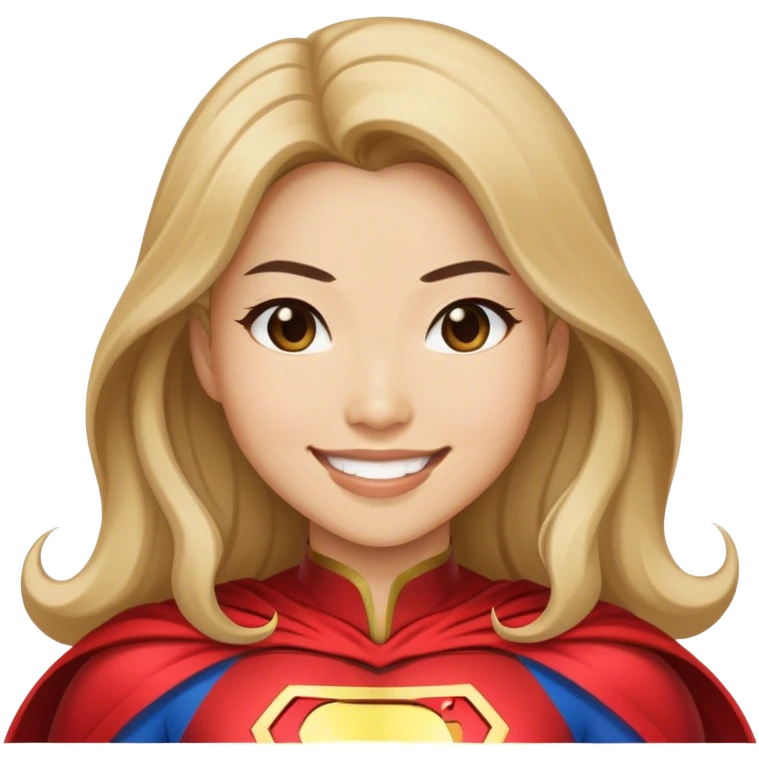 Asian superhero wife with long b dark blonde hair light skin smiling emoji
