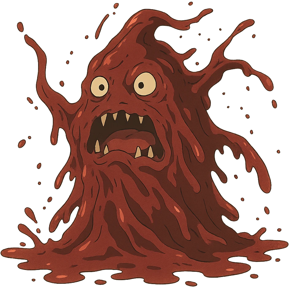 ghibli style shapeshifting bloody monster made of blood emoji
