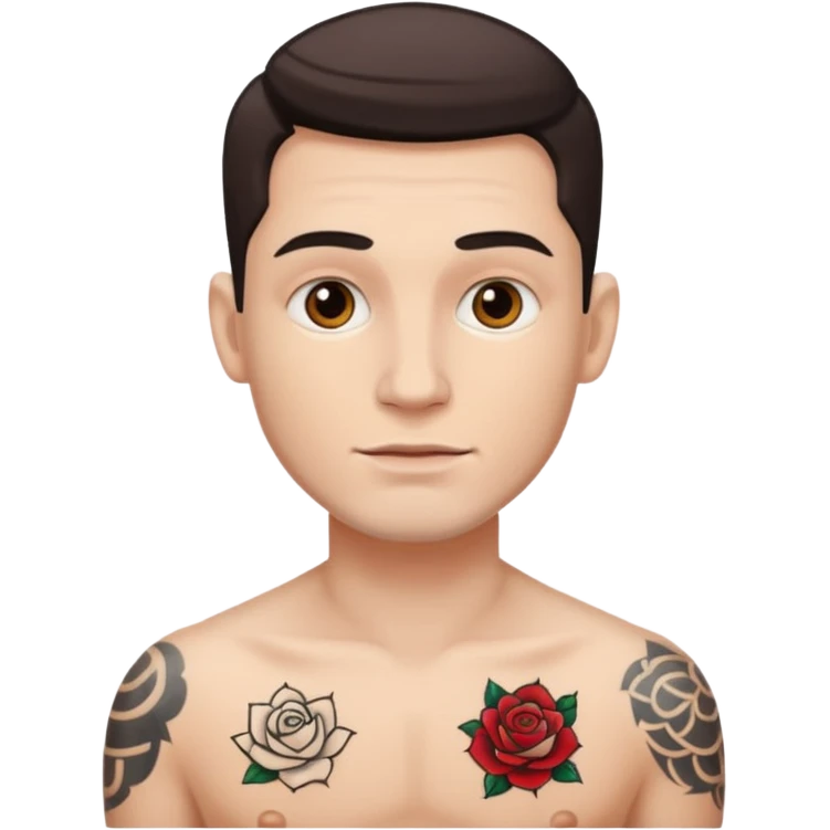 tattoo man, white skintone. emoji