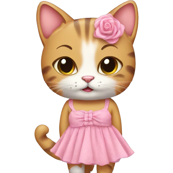cat with dress pink cute emoji