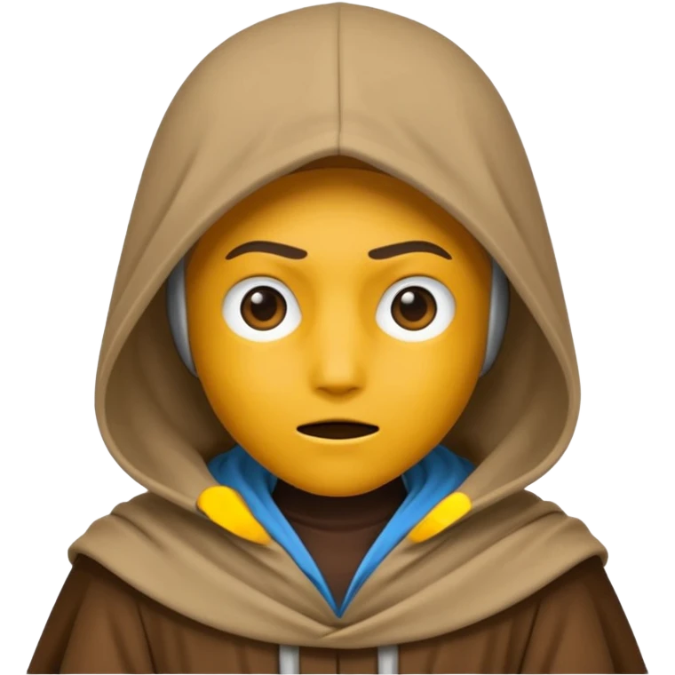 Jedi wearing hood emoji eyes covered by hood emoji