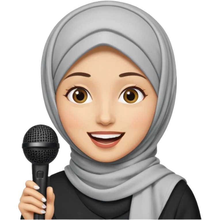 hijab singing with micro emoji