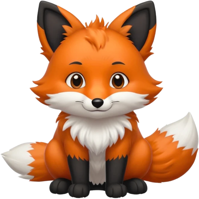 Floofy the Creampuff fox blackish gray fur color chubby Black paws orange color 3 tails emoji