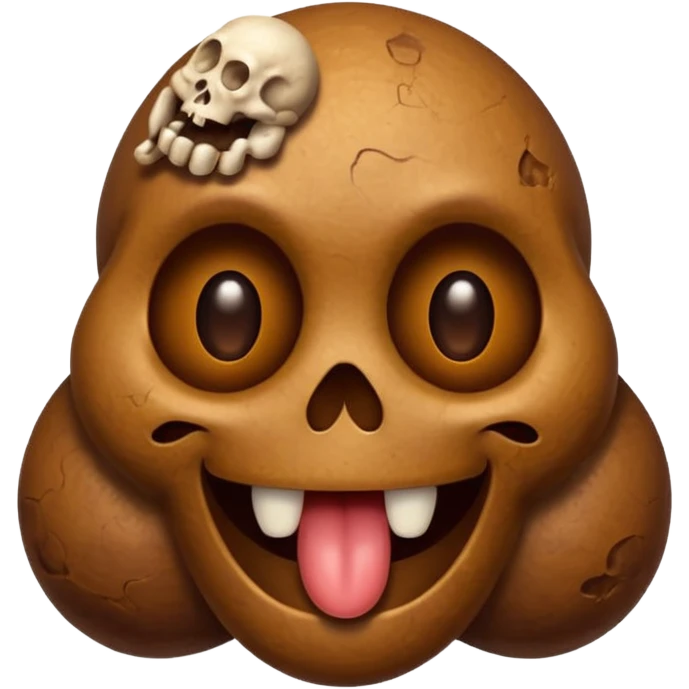 a poop emoji with 3 tiny skulls inside emoji