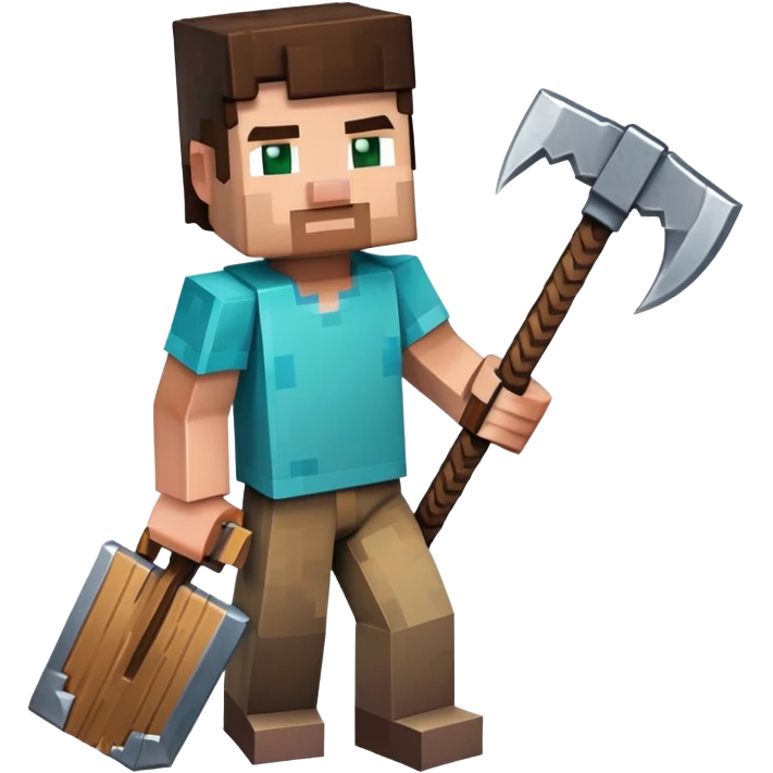 Minecraft character with a pickaxe emoji