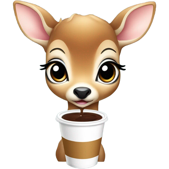 Baby deer drinking iced coffee emoji