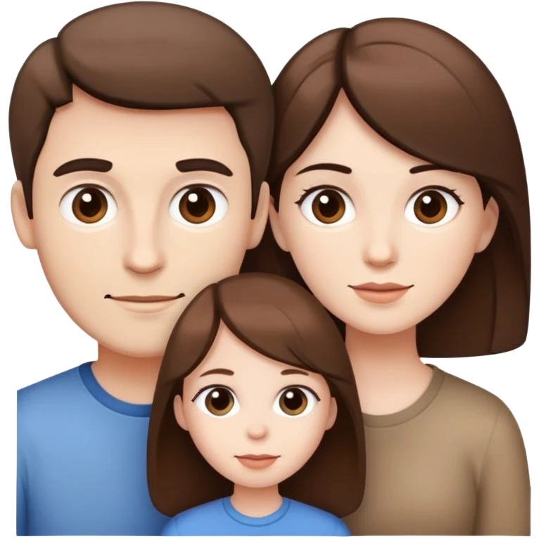 family 3 people, white skin and all brown hair  emoji