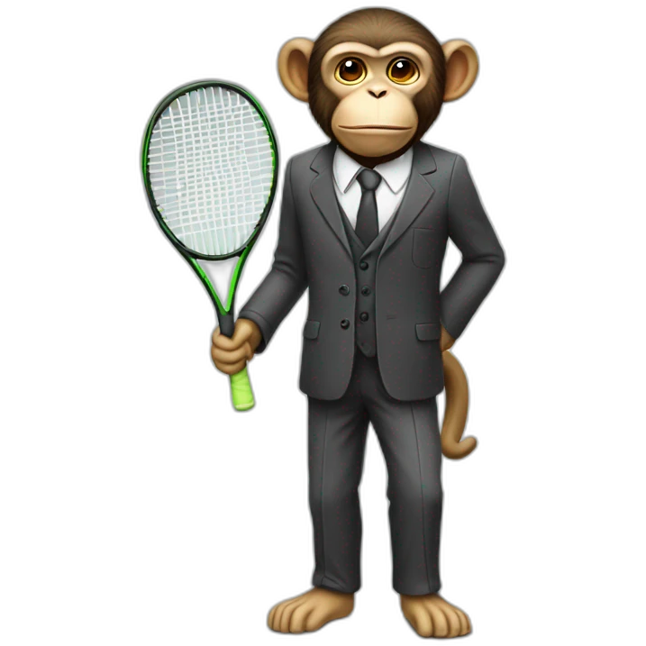 monkey professor with suit playing tennis emoji