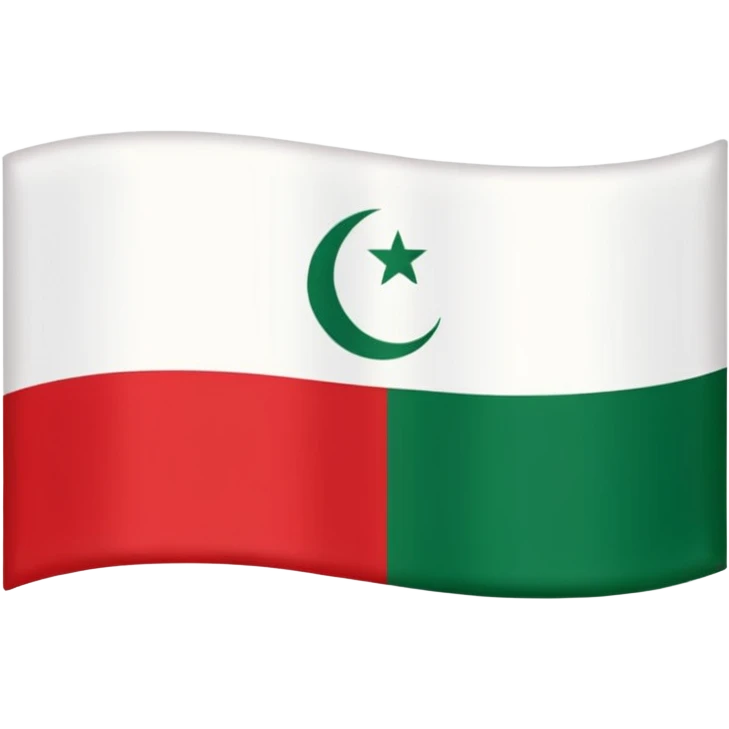  a horizontal tricolor of green, white, and red. The green stripe features the Shahada (Islamic declaration of faith) in white Arabic script emoji