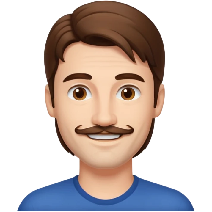 Matthieu Charneau, male actor (b.1988) with long hair and thin mustache emoji