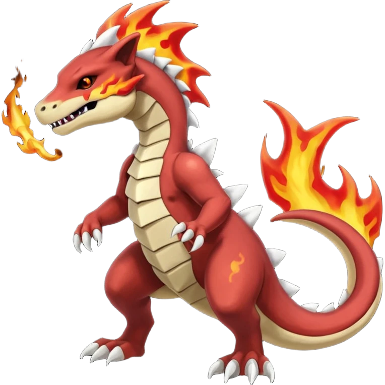 Black and magmatic Marowak-Cubone-Salandit-Charmeleon-fusion (full body) emoji