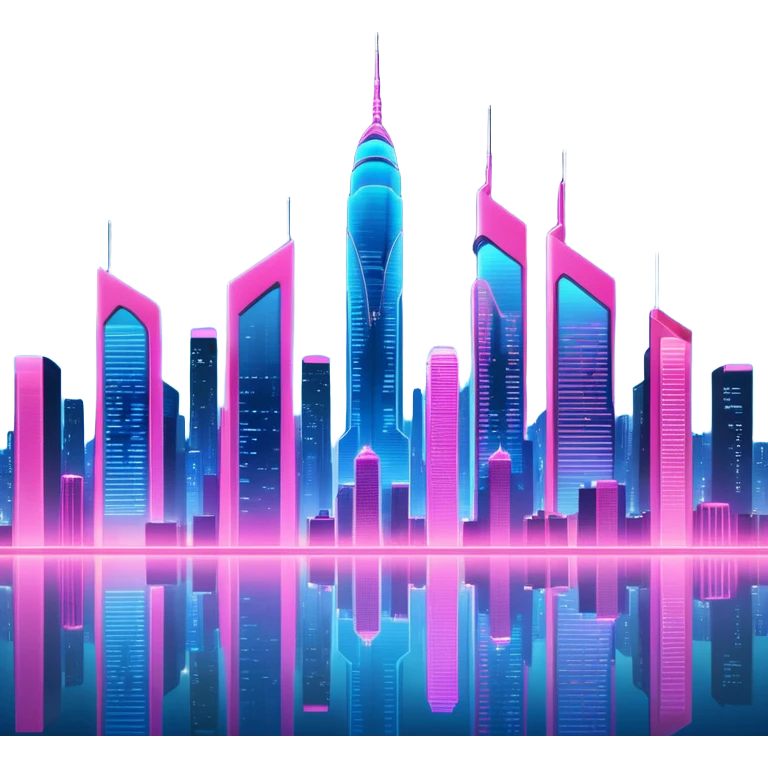 A futuristic cityscape at night, with neon lights and towering skyscrapers illuminating the sky emoji