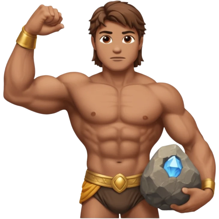 Atlas the greek god with a A big rock and shirt Without a hole WITH BROWN HAIR emoji