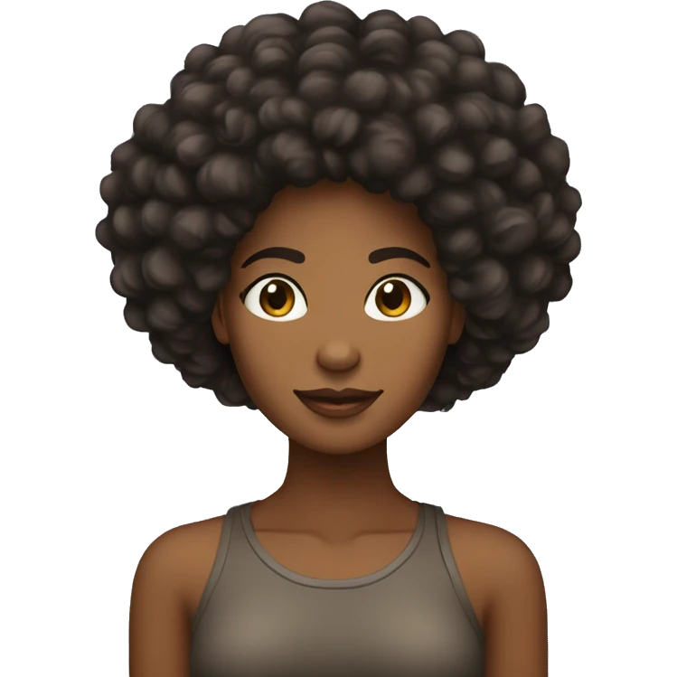 Garota negra de cabelo afro castanho escuro emoji