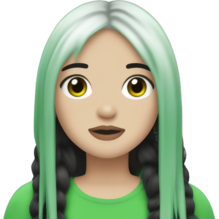 Billie eilish with her black and green hair emoji