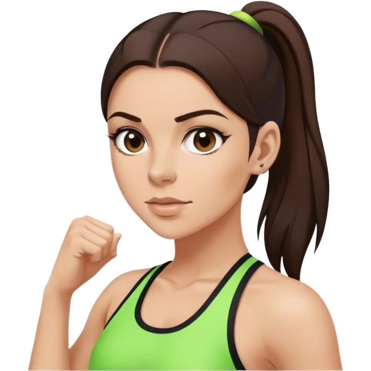 Sporty spice with dark brown hair in pony tail emoji