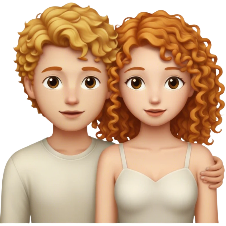 blonde straight hair girl and ginger curly hair boy in love  emoji