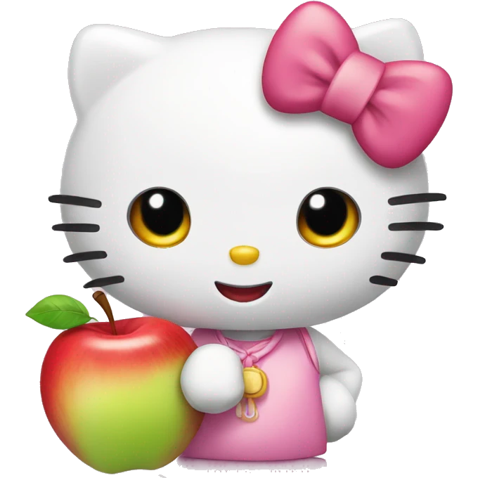 hello kitty with an apple emoji