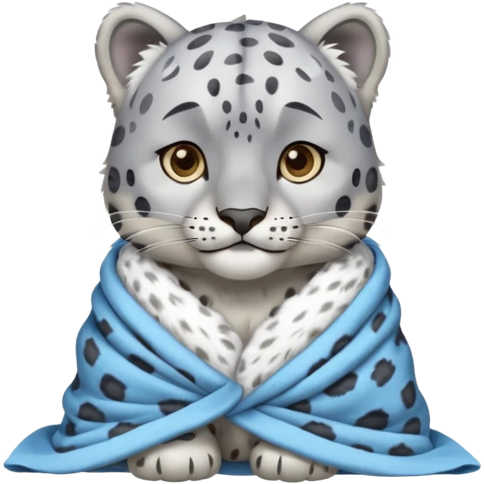 Shivering snow leopard with blanket emoji