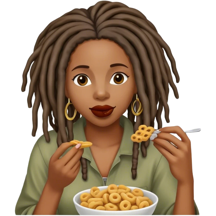 Black woman with locs eating emoji