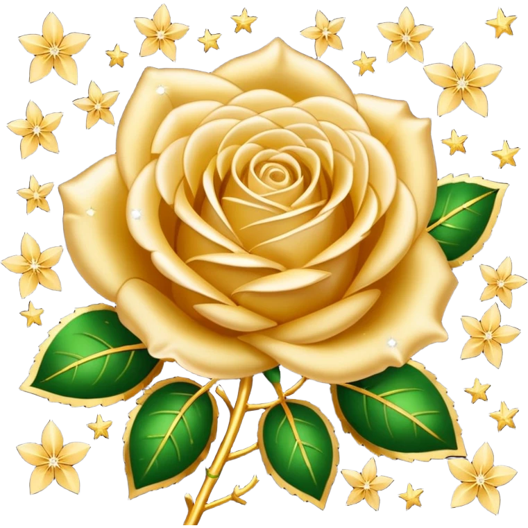 Roses glittering in gold with stars emoji