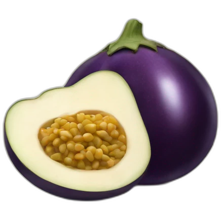 Une pêche mangeant une aubergine emoji