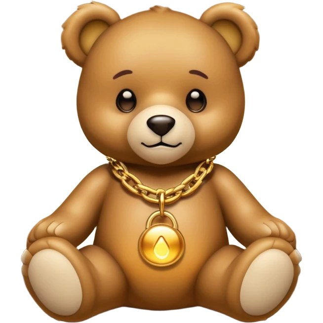 gold metal glow chain tedy bear emoji