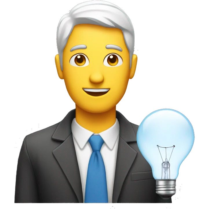 man with a light bulb near his head emoji