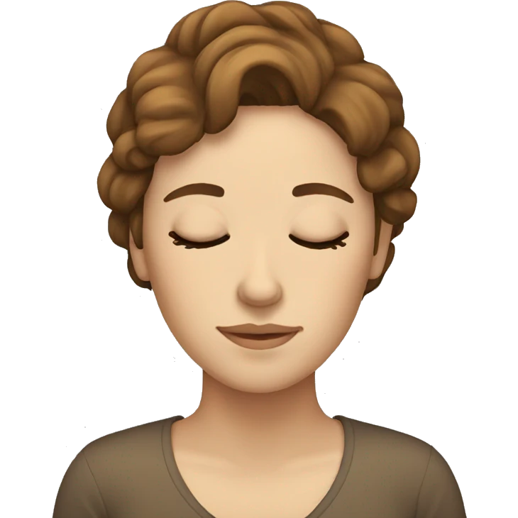 White female brown hair sleeping  emoji
