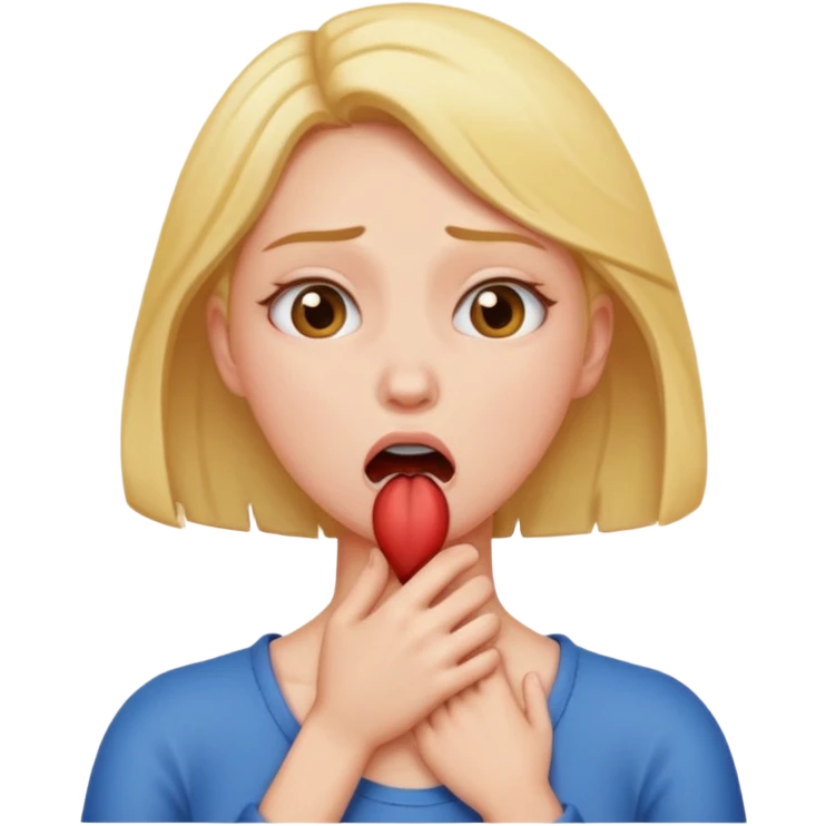 women chocking herself emoji