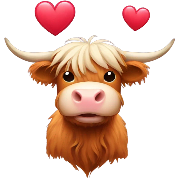 Highland cow with heart emoji
