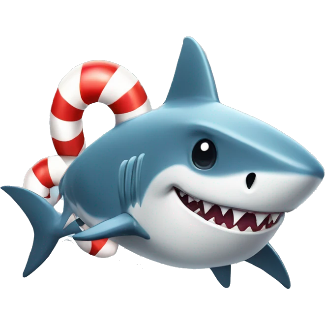 Shark with candycane emoji