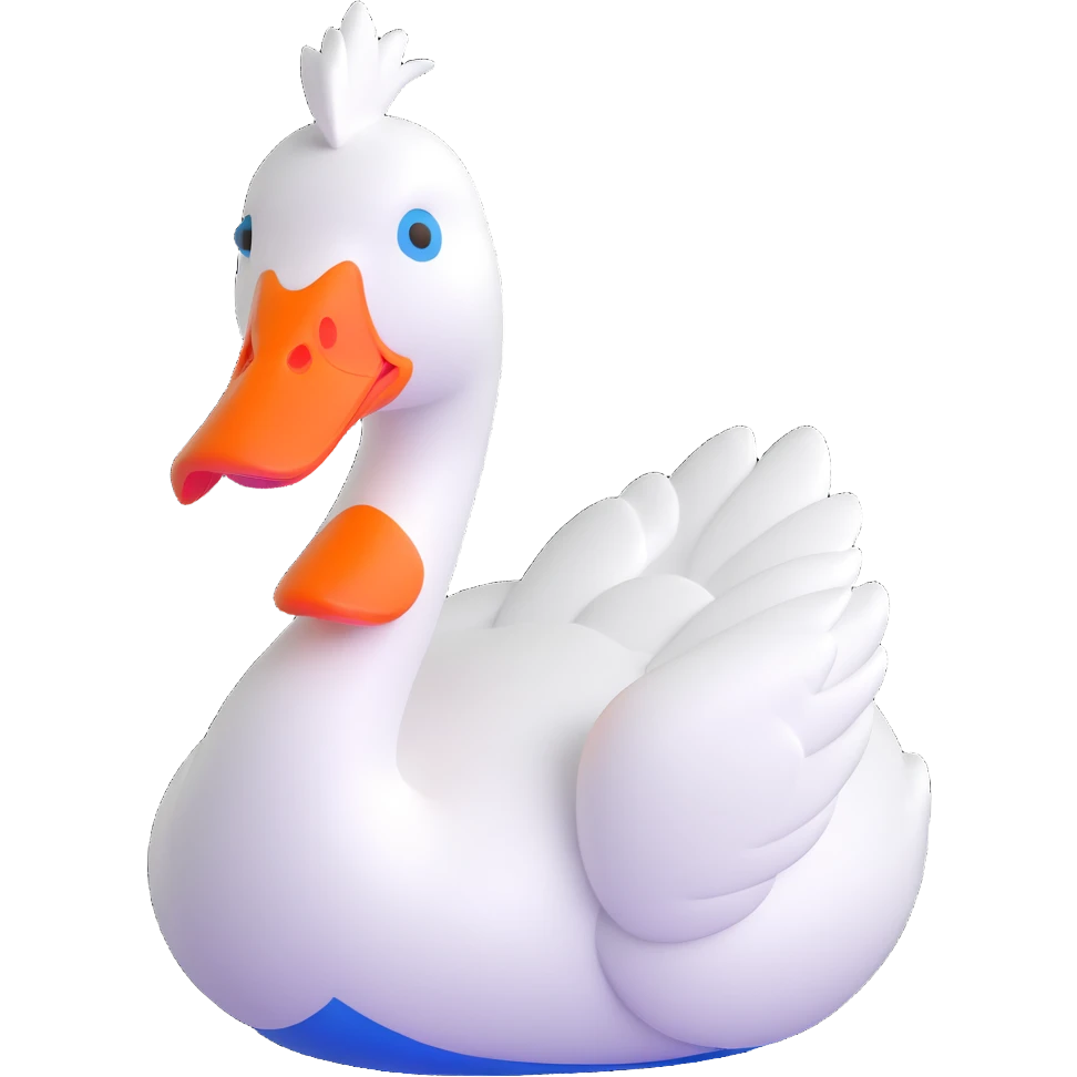 white goose with orange beak and blue eyes emoji