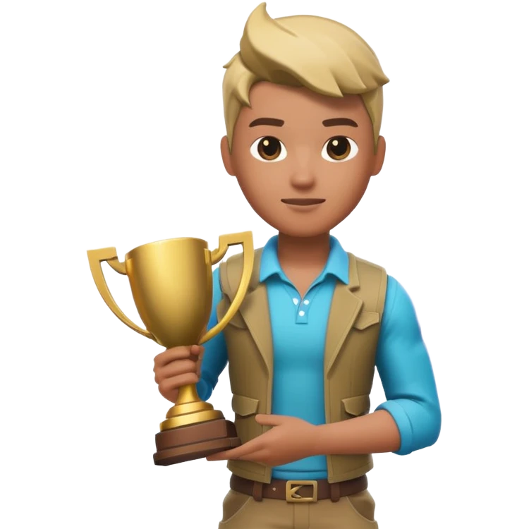 Fait moi une miniature YouTube avec un soin fortnite qui tien un tropher emoji