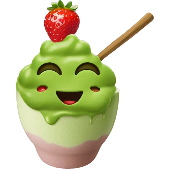 Matcha with strawberry  emoji