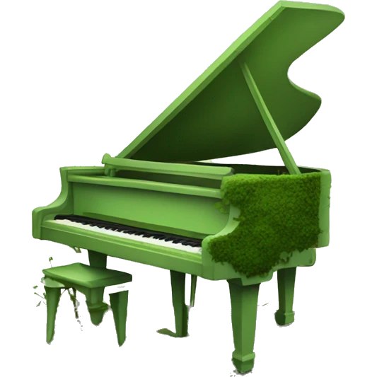 Light Green Piano with dark moss and vines growing all over it emoji