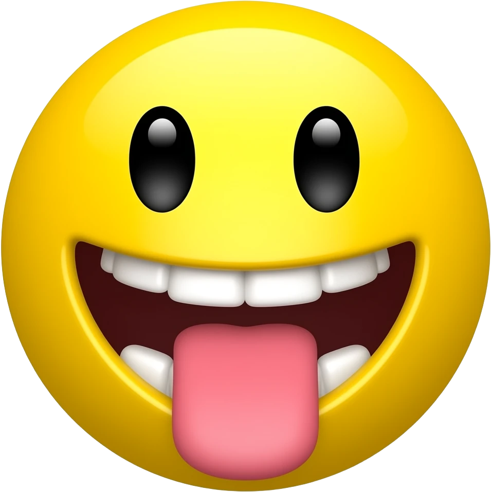 That with a cartoonish circle face that is yellow and it has its mouth open and it has a square tounge and the teeth is rectangular only at the top emoji