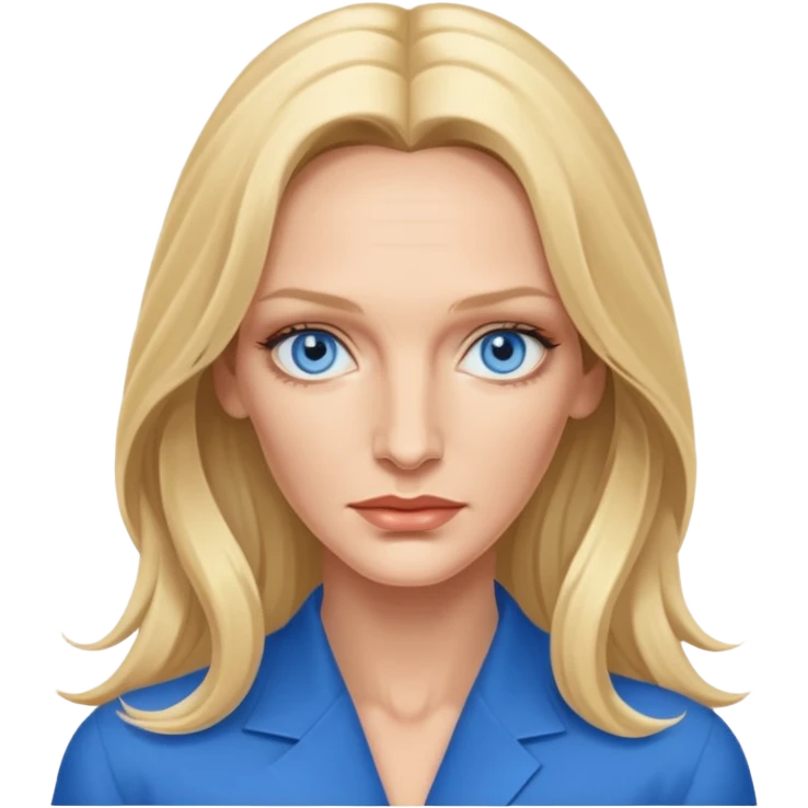 Uma Thurman with blue eyes, long hair emoji