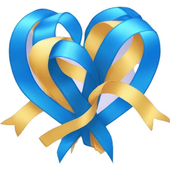 Heart shaped blue ribbon with two hands emoji