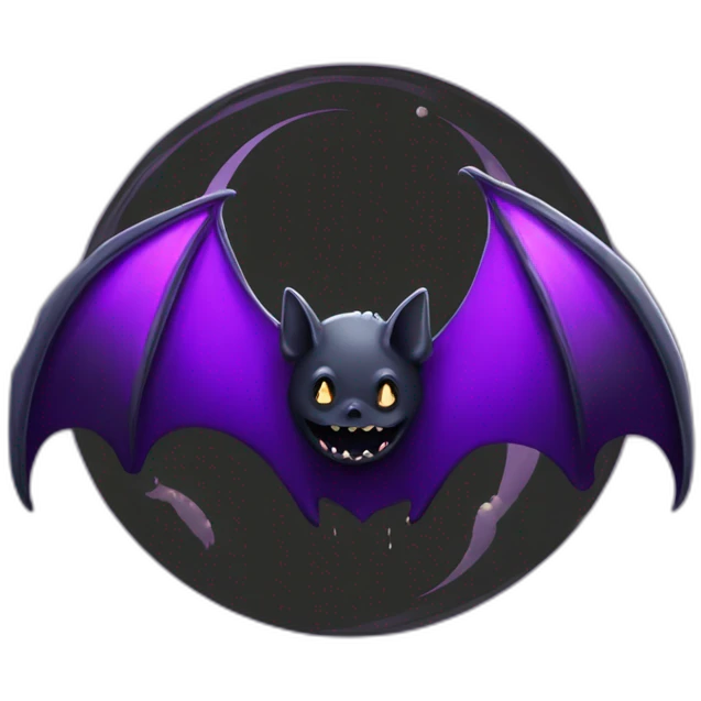 purple black vampire bat wings flying in front of large dripping crescent moon emoji