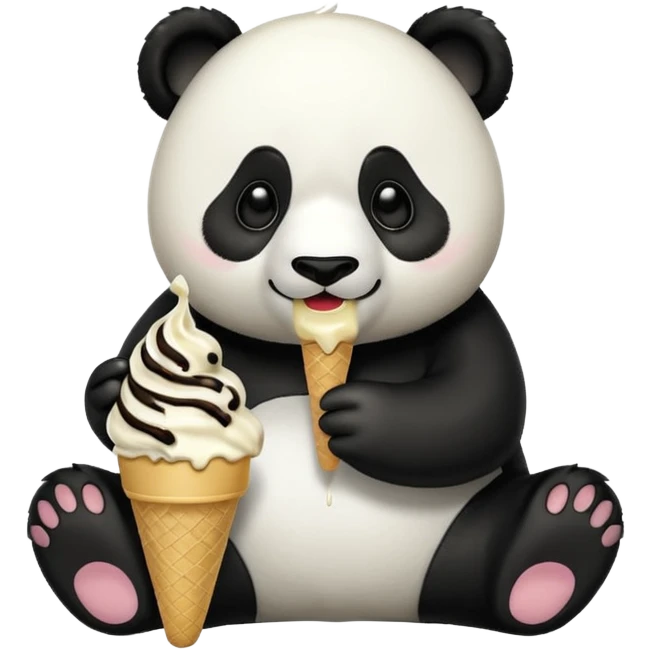 Panda eating ice cream emoji