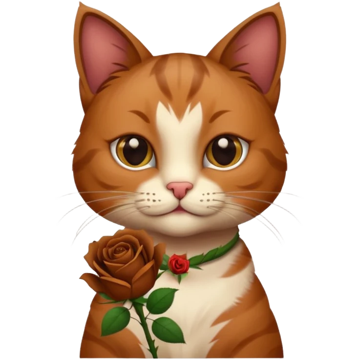 Gato con rosa marron emoji
